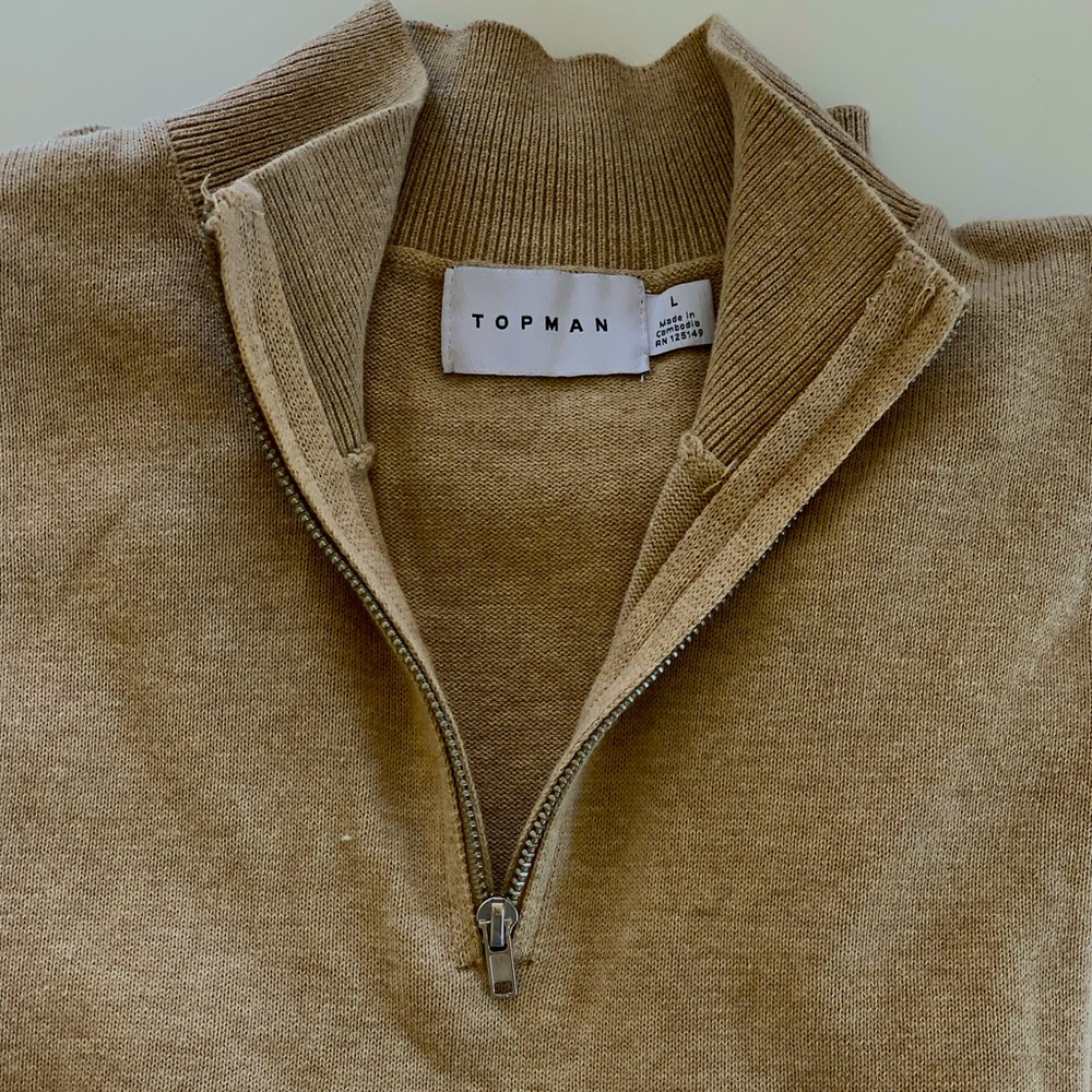 Topman quarter zip camel sweater
